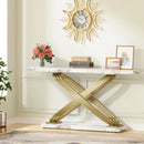 Axyaa 55" Faux Marble Gold Console Table - Modern Narrow Sofa Entryway Couch Table