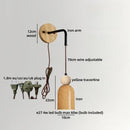 Axyaa Yellow Travertine Wooden LED Wall Lamps With Switch for Living Room Stair Light