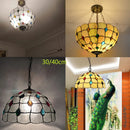 Axyaa Stained Glass Pteris Pendant Lamp Chandelier for Dining Room & Bedroom