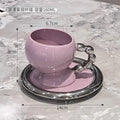 Axyaa Ceramic White Purple Latte Art Coffee Cup Set Couples Home Breakfast Mug