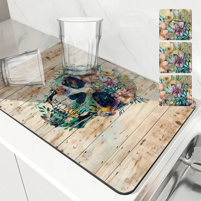 Axyaa Halloween Watercolor Branches Drying Mat