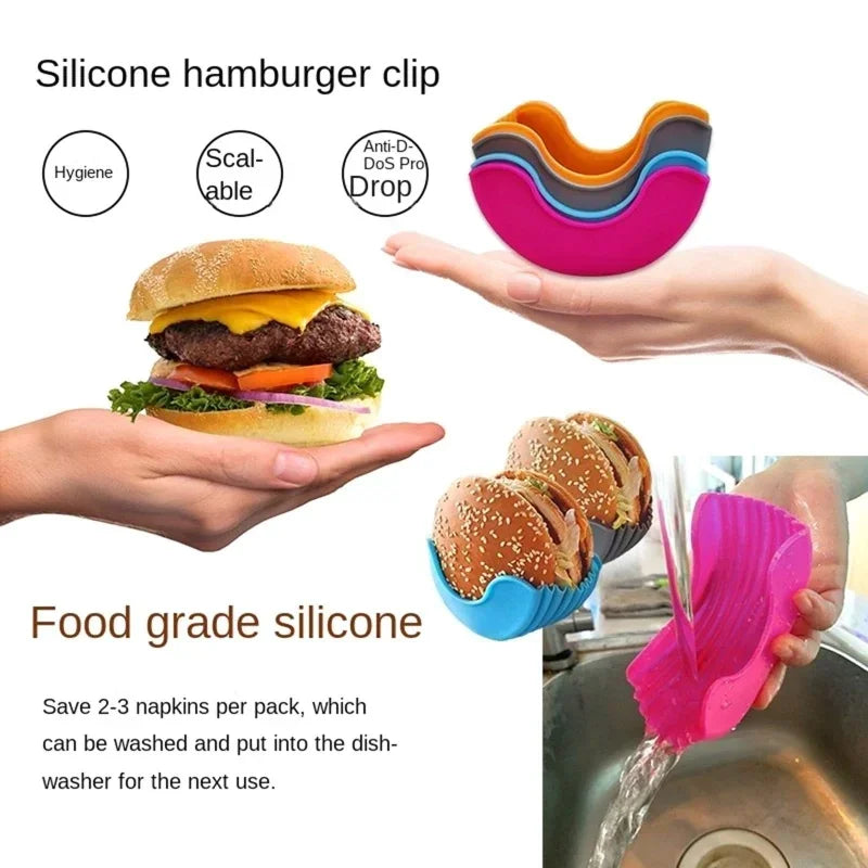 Silicone Burger Tray: Reusable Sandwich Holder by Axyaa for Kitchen Storage
