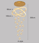 Axyaa Modern Minimalist Duplex Building Circular Planet Staircase Pendant Light