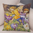 Axyaa Flower Girl Cushion Set - Fairy Tale Decor for Living Room, Bedroom Sofa