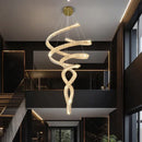 Axyaa Crystal Chandelier Stair Pendant Lamp Living Room Interior Lighting