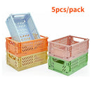 Axyaa Kawaii Collapsible Crate Stacking Storage Basket Organizer for Home Kitchen Bedroom