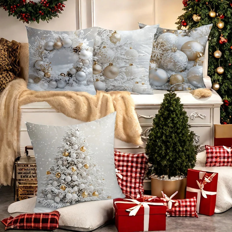 Axyaa Winter Christmas Tree Ball Pillowcase - Home Decor festive accent