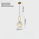 Axyaa Gold Copper Glass Pendant Lamp Minimalist Luxury Chandelier for Home Decor