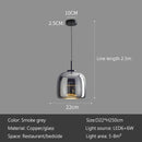 Axyaa Glass Pendant Light in Cognac Smoke LED12w Luxury Hanging Lamp