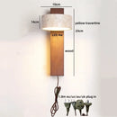 Axyaa LED Wooden Wall Light with Pull Chain Switch for Bedroom, Yellow Travertine Wood
