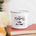 Axyaa Enamel Mug - Top Atsem Gift, Creative Print, School Drinkware, Home Handle