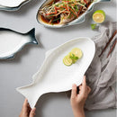 Axyaa Ceramic Fish Plate White Irregular Plate Kitchen Tableware Sushi Pasta Dessert