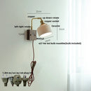 Axyaa Globe Ceramic LED Wall Lights Wood Sconce with Pull Chain Switch