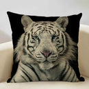 Axyaa Tiger Lion Linen Pillowcase 45x45cm Decorative Cushion Cover for Living Room