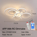 Axyaa Modern LED Chandelier: Dimmable, App Control, Circle Rings, Living Room/Bedroom, Black/White