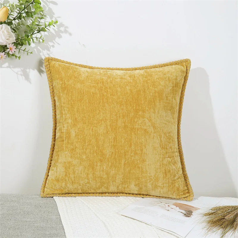 Luxurious Chenille Green Cushion Cover for Sofa Home Decor by Axyaa