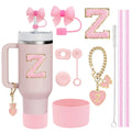 Axyaa Stanley Cup Accessories Set with Straw, Brush, Flower Charm, Stopper, and Boot.