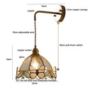 Axyaa Tiffany Butterfly Glass Wall Lamp LED Fixture with Pull Chain Switch