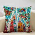 Hand-Painted Retro Country Linen Cushion Cover by Axyaa