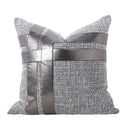 Axyaa Silver Gray PU Stitching Square Pillow Cushion - Luxury Model Room and Hotel Essential
