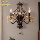 Axyaa Crystal Candle Wall Lamp LED Iron Art Living Room Study Bedroom Bar