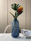 Axyaa Clear Glass Flower Vase Home Decor Hydroponic Accessories Uneven Texture Glass Vase