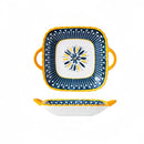 Axyaa Ceramic Square Salad Plate with Handles, Kitchen Utensil, Italian Pasta Plate