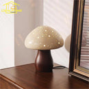 Axyaa Mushroom Table Lamp LED Minimalist Design Solid Wood Art Decor Desk Light