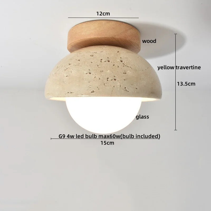 Axyaa Acryl Travertine LED Ceiling Light - Natural Stone Modern Ceiling Lamp