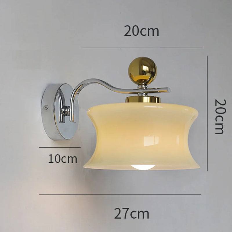 Axya Beige Glass Wall Lamp for Elegant Living Room Ambiance