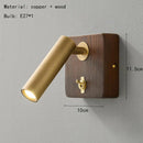 Axyaa Switch Wall Lamp: Gold Silver Brass Wooden Lighting for Bedroom Reading Office