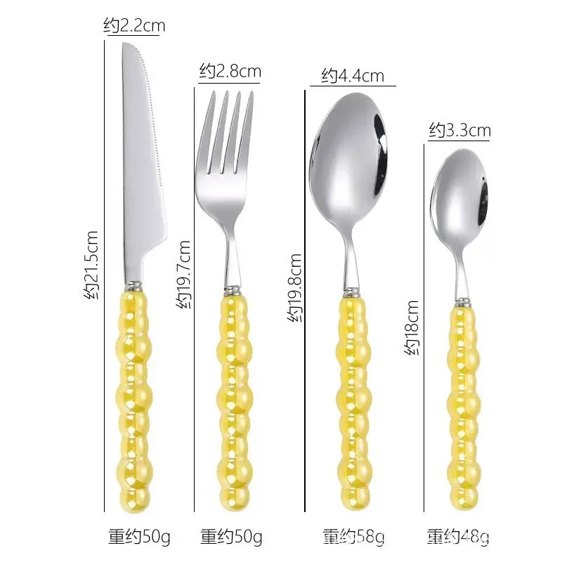 Axya Pearl Byen Ceramic Handle Cutlery Set