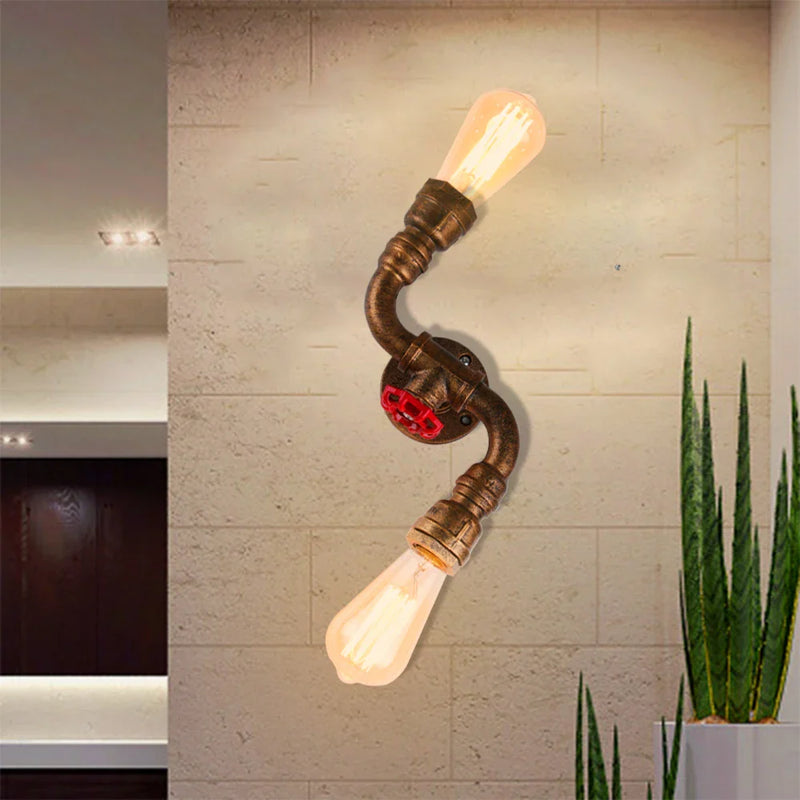 Axya Retro Iron Rust Water Pipe Wall Light Sconce Lighting Fixture Vintage E27