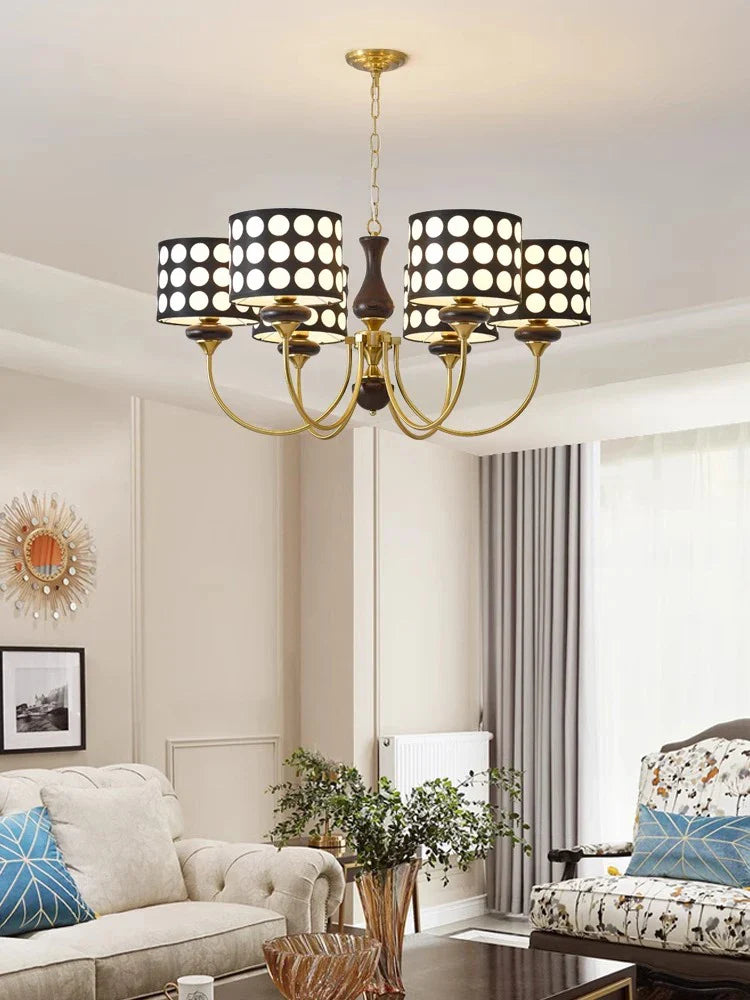 Axyaa Polka Dots Chandelier: Retro Style Round Pendant Lamp for Home Decor