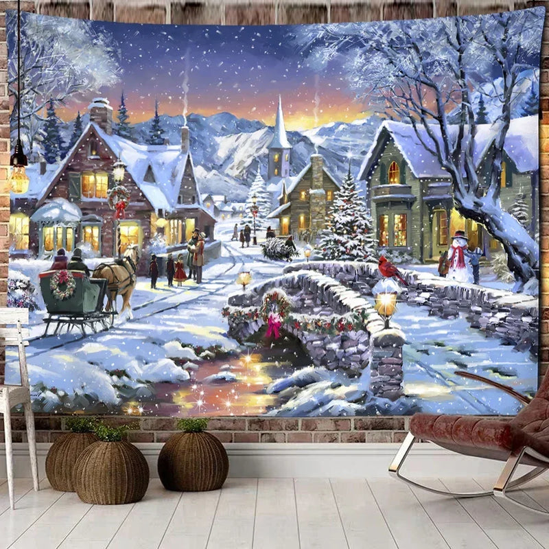Axyaa Moose Wood Snow Tapestry Wall Hanging 200x150cm