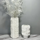 Axyaa Handcrafted Pleated Ceramic Vase with Irregular Ripples