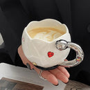 Axyaa Ruby Insert Ceramic Mug with Electroplated Handle