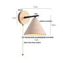 Axyaa LED Travertine Wall Light with Wood Pull Chain Switch and Iron Mirror Light