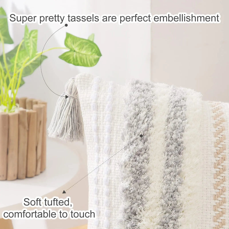 Axyaa Bohemia Tufted Woven Cushion Covers Set of 2