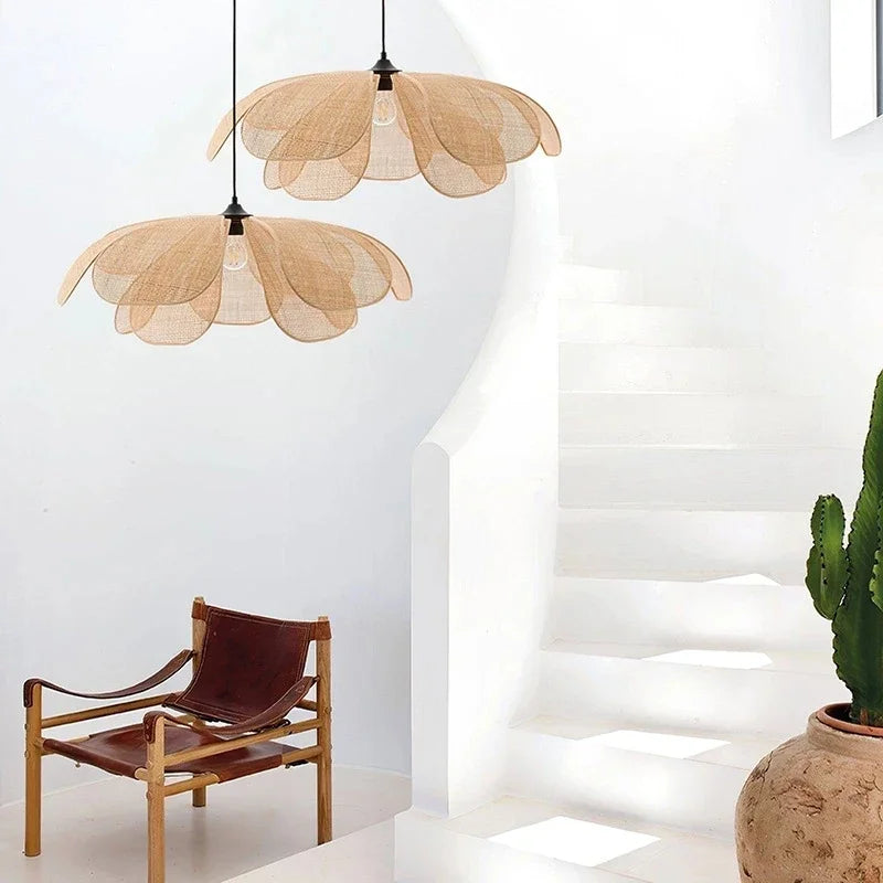 Axyaa Wicker Petals Chandelier for Living Room and Dining Table