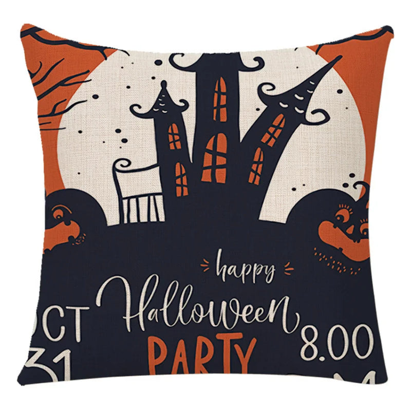 Axyaa Halloween Spider Pillowcase Black Castle Owl Thanksgiving Square Cushion Cover