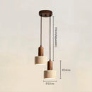 Axyaa Yellow Cave Stone Led Chandelier - Wabi Sabi Walnut Hat Shaped Pendant Light