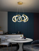 Axyaa Modern Gold/Black Ring Chandelier for Home Decor, 58W LED Pendant Light