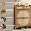 Axyaa Rattan Shoe Cabinet: 2 Flip-Top Drawers, 2 Extra Drawers, Compact Entrance Organizer
