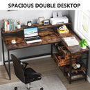 Axyaa Industrial L-Shaped Desk with Drawer, Shelves, Monitor Stand - Home Office Corner Table