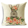 Axyaa Easter Pillowcase with Colored Eggs and Rabbit Print