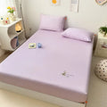 Axyaa Embroidered Milk Fleece Cotton Mattress Cover for Single Bed