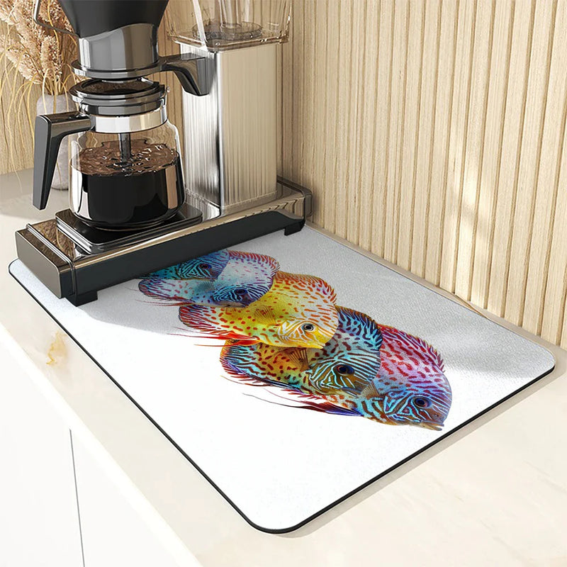 Axyaa Marine Fish Color Absorbent Kitchen Drying Mat