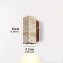 Axyaa Yellow Travertine Stone & Wood Wall Lamp Sconce for Bedroom Living Room