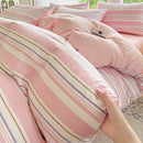 Axyaa Stripe Bedding Set: Single Full Queen King Size Duvet Cover with Pillowcases